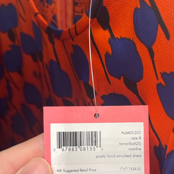 ♠️💃 kate spade NY Women’s Poetic Floral Smocked Dress,  Tamarillo Orange - Picture 8 of 10